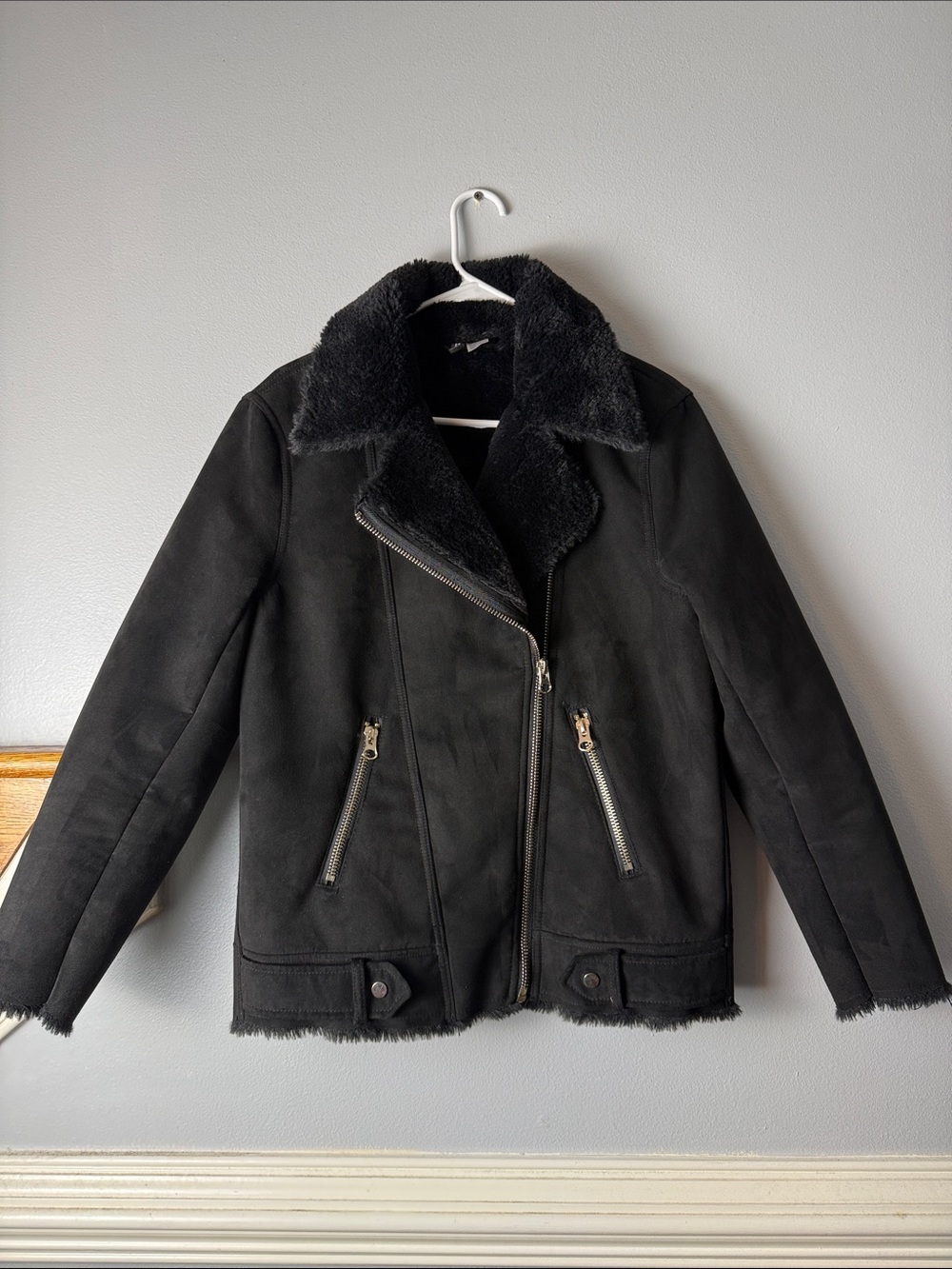 Divided Black Faux Shearling Moto Jacket. Very nice condition